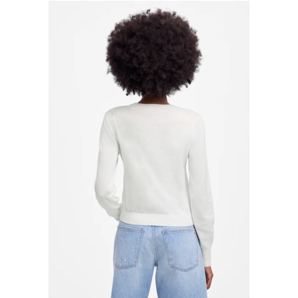 NWT Madewell Crewneck Cardigan in 100% Cotton White M - Picture 3 of 12